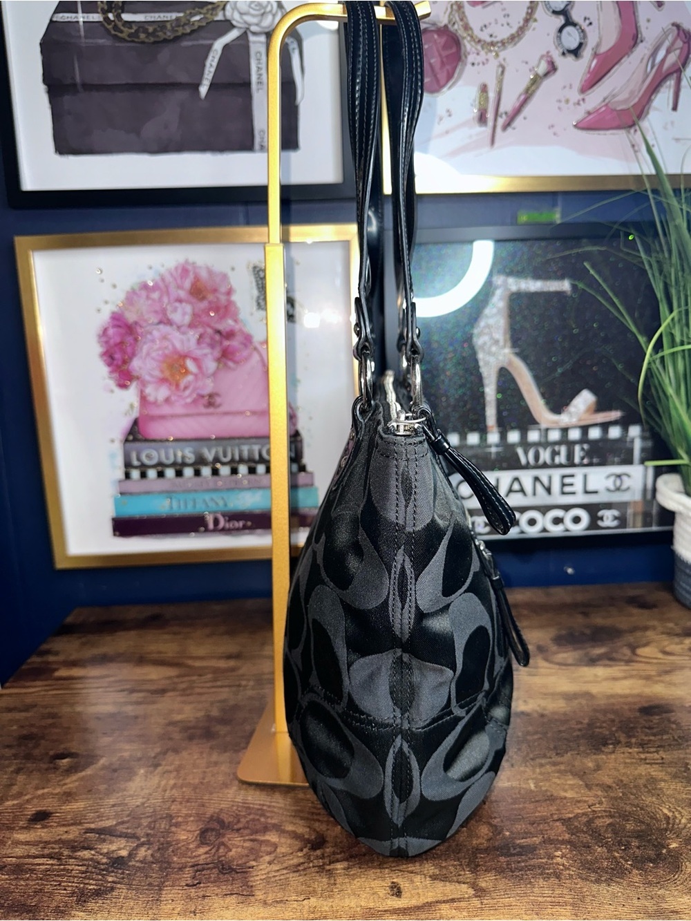 バッグ COACH Signature Jacquard Tote Bag Black Coach Signature Jacquard Tote Shoulder - Gem